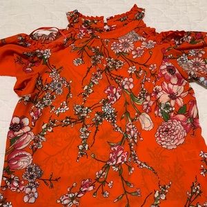Floral top with open shoulders